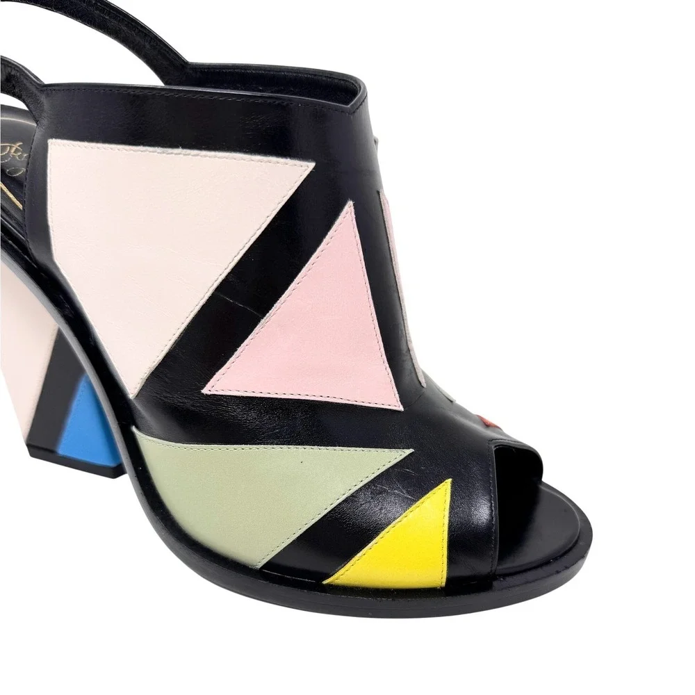 Roger Vivier Bauhaus Skyscraper Peep Toe Sandals‎ Meghan Markle IT 37 US 7
